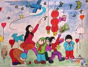 新年图画大全儿童画2020 春节 新年画儿童画过新年