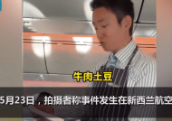 新西兰航空空乘努力用中文报菜名 拍摄者：他不懂中文但努力服务！