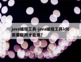 java编程工具-java编程工具idE需要联网才能用?