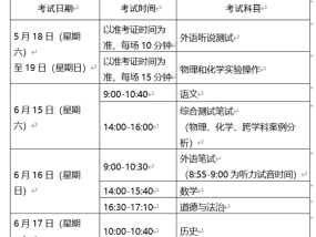 上海卢湾中考时间2024年时间表 6月15日-6月17日