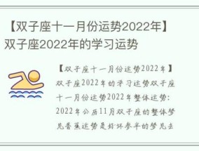 【双子座十一月份运势2022年】双子座2022年的学习运势