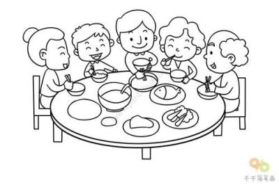 儿童晚餐简笔画图片
