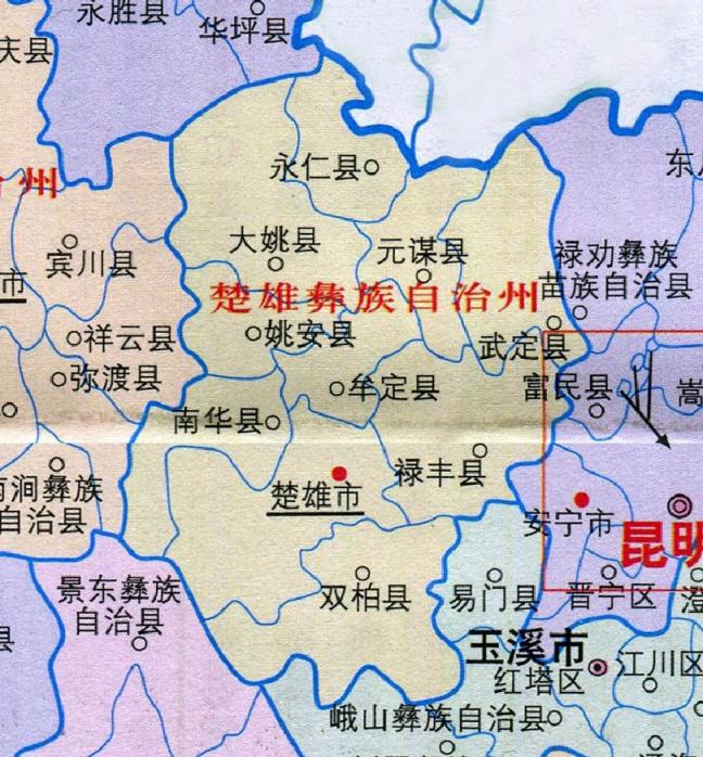 楚雄州地图高清版大图 楚雄州各县人口 
